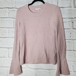 Madewell ruffle cuff pullover sweater pink soft comfortable size small